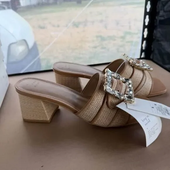 A New Day Kathleen Rhinestone Buckle Heeled Mules - Picture 4 of 10